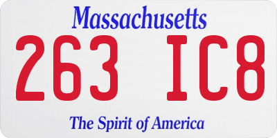 MA license plate 263IC8