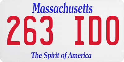 MA license plate 263ID0