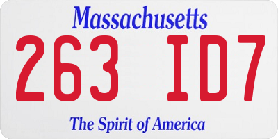 MA license plate 263ID7
