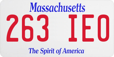 MA license plate 263IE0