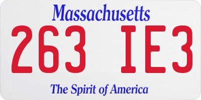 MA license plate 263IE3