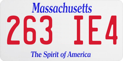 MA license plate 263IE4