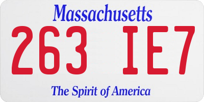 MA license plate 263IE7