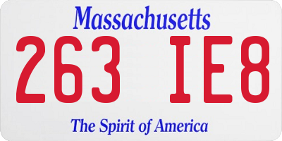 MA license plate 263IE8