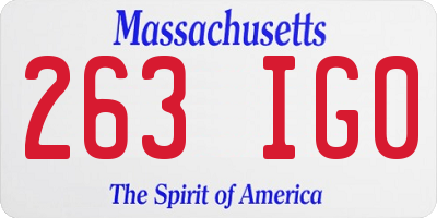 MA license plate 263IG0
