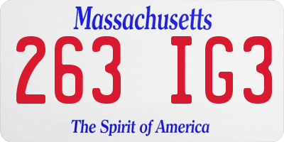 MA license plate 263IG3
