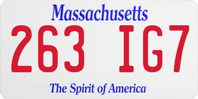 MA license plate 263IG7