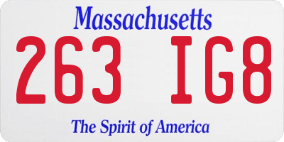 MA license plate 263IG8