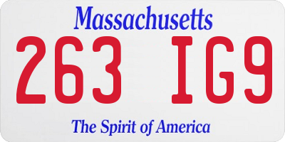 MA license plate 263IG9