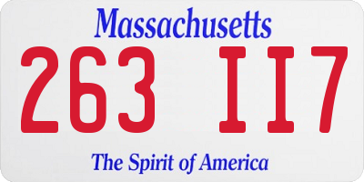 MA license plate 263II7