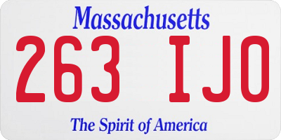MA license plate 263IJ0