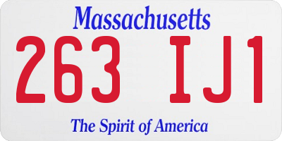 MA license plate 263IJ1