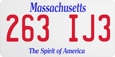 MA license plate 263IJ3