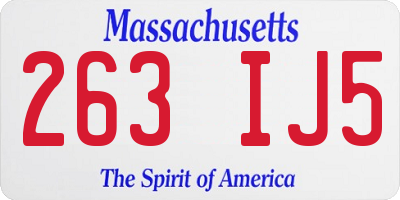 MA license plate 263IJ5