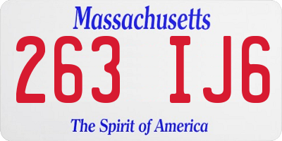 MA license plate 263IJ6