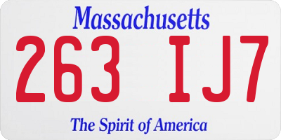 MA license plate 263IJ7