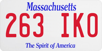 MA license plate 263IK0