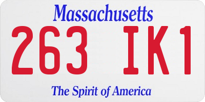 MA license plate 263IK1