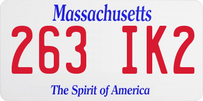 MA license plate 263IK2