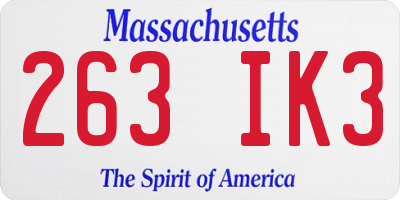 MA license plate 263IK3