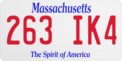 MA license plate 263IK4