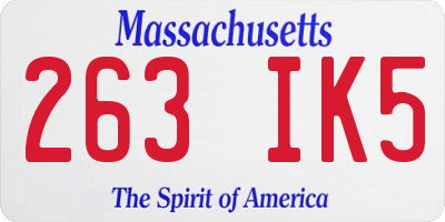 MA license plate 263IK5