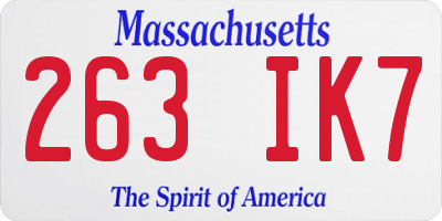 MA license plate 263IK7