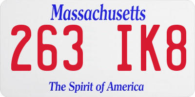 MA license plate 263IK8