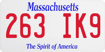 MA license plate 263IK9