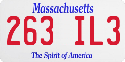 MA license plate 263IL3