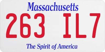 MA license plate 263IL7