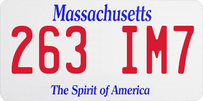 MA license plate 263IM7