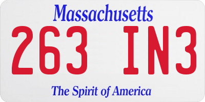 MA license plate 263IN3