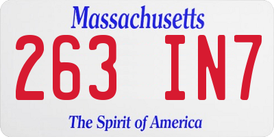 MA license plate 263IN7