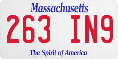 MA license plate 263IN9