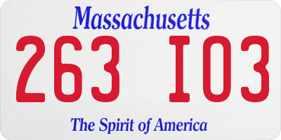 MA license plate 263IO3