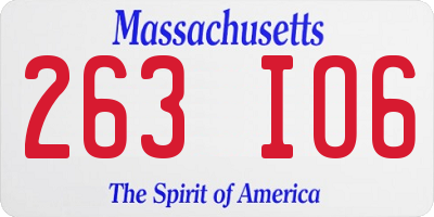 MA license plate 263IO6