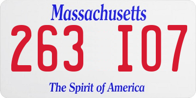 MA license plate 263IO7