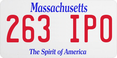 MA license plate 263IP0