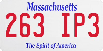 MA license plate 263IP3