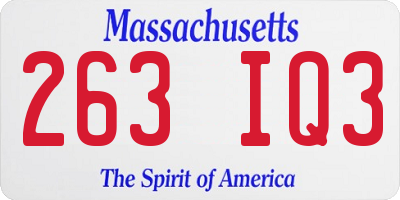 MA license plate 263IQ3