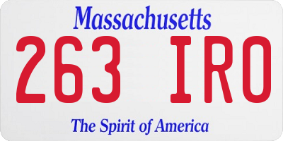 MA license plate 263IR0