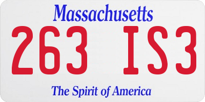 MA license plate 263IS3