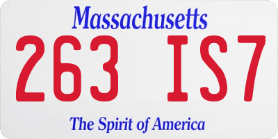 MA license plate 263IS7