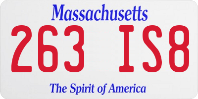 MA license plate 263IS8