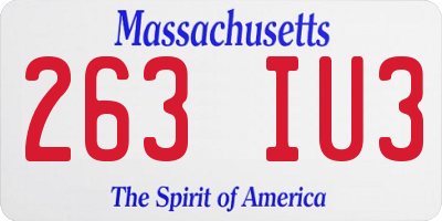 MA license plate 263IU3
