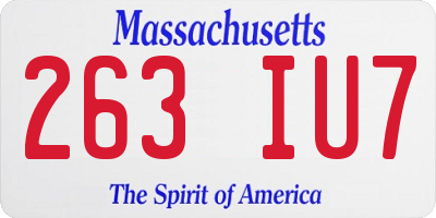 MA license plate 263IU7
