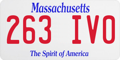 MA license plate 263IV0