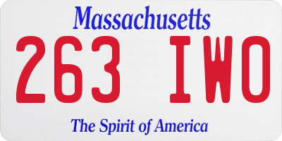 MA license plate 263IW0