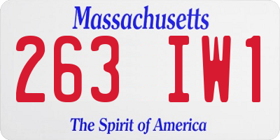 MA license plate 263IW1